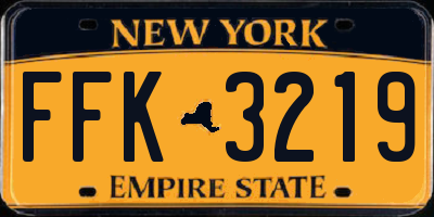 NY license plate FFK3219
