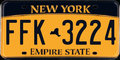 NY license plate FFK3224