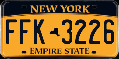 NY license plate FFK3226