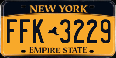 NY license plate FFK3229