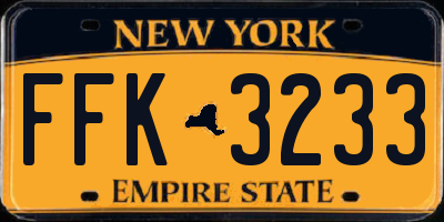 NY license plate FFK3233