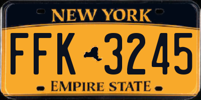 NY license plate FFK3245
