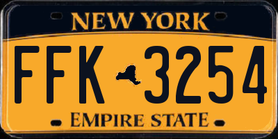NY license plate FFK3254
