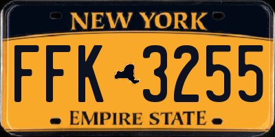 NY license plate FFK3255