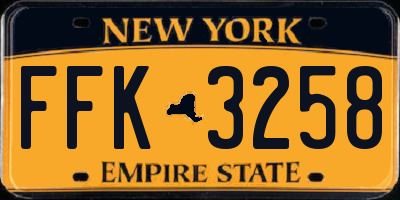 NY license plate FFK3258