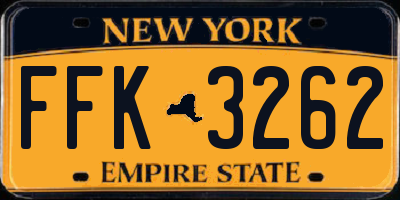NY license plate FFK3262