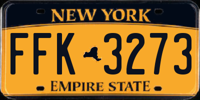 NY license plate FFK3273