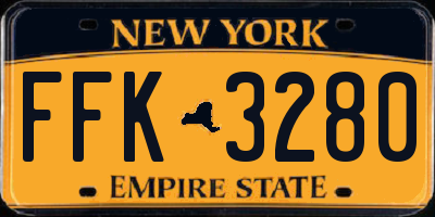 NY license plate FFK3280