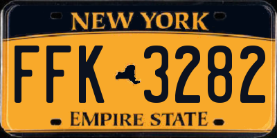 NY license plate FFK3282