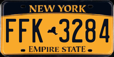 NY license plate FFK3284