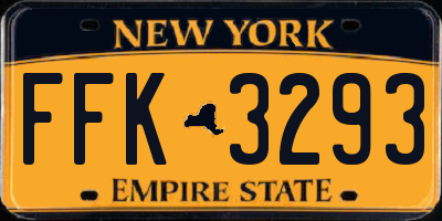 NY license plate FFK3293