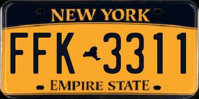 NY license plate FFK3311