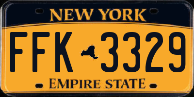 NY license plate FFK3329