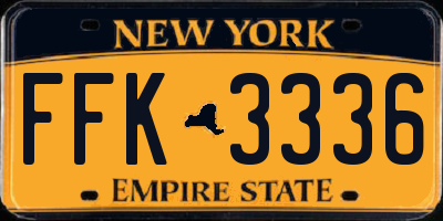 NY license plate FFK3336