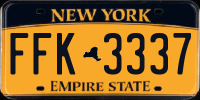 NY license plate FFK3337