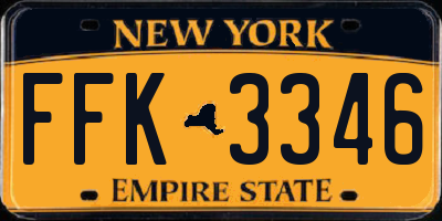 NY license plate FFK3346