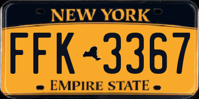 NY license plate FFK3367
