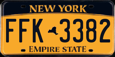 NY license plate FFK3382