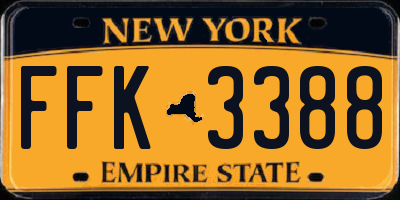 NY license plate FFK3388