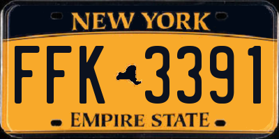 NY license plate FFK3391