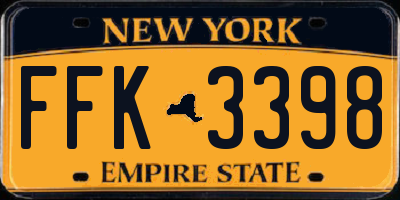 NY license plate FFK3398