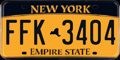 NY license plate FFK3404