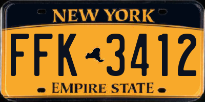 NY license plate FFK3412