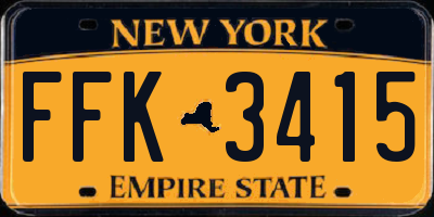 NY license plate FFK3415