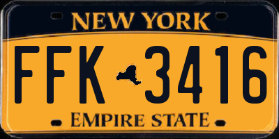 NY license plate FFK3416