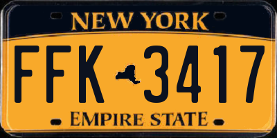 NY license plate FFK3417