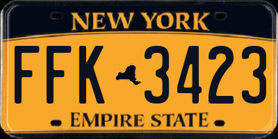 NY license plate FFK3423