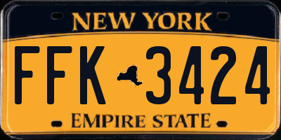 NY license plate FFK3424