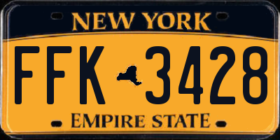 NY license plate FFK3428