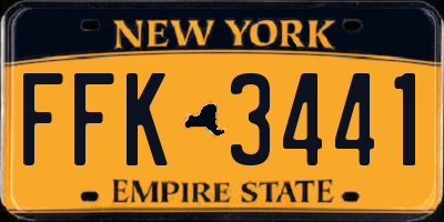 NY license plate FFK3441