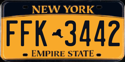 NY license plate FFK3442