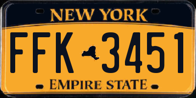 NY license plate FFK3451