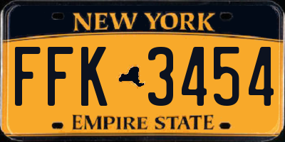 NY license plate FFK3454