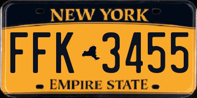 NY license plate FFK3455