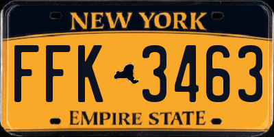 NY license plate FFK3463