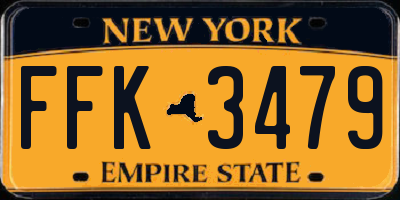 NY license plate FFK3479