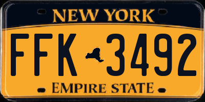 NY license plate FFK3492