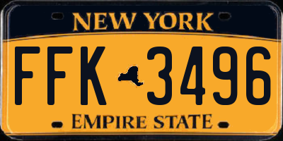 NY license plate FFK3496