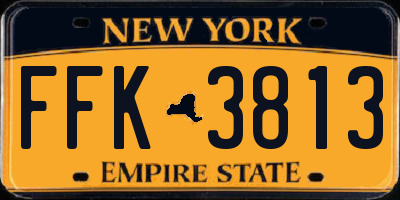 NY license plate FFK3813