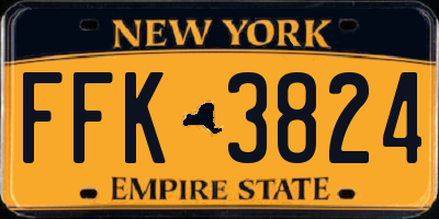 NY license plate FFK3824