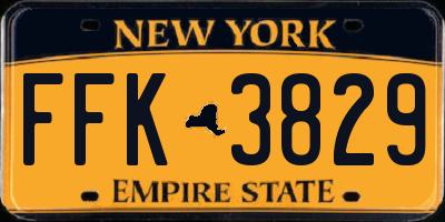 NY license plate FFK3829