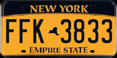 NY license plate FFK3833