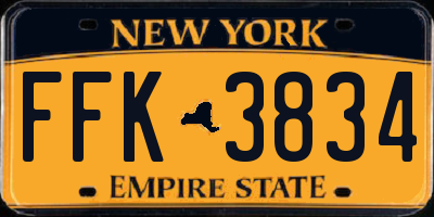 NY license plate FFK3834