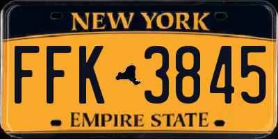 NY license plate FFK3845