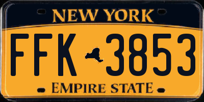 NY license plate FFK3853