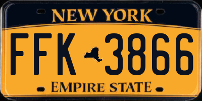 NY license plate FFK3866